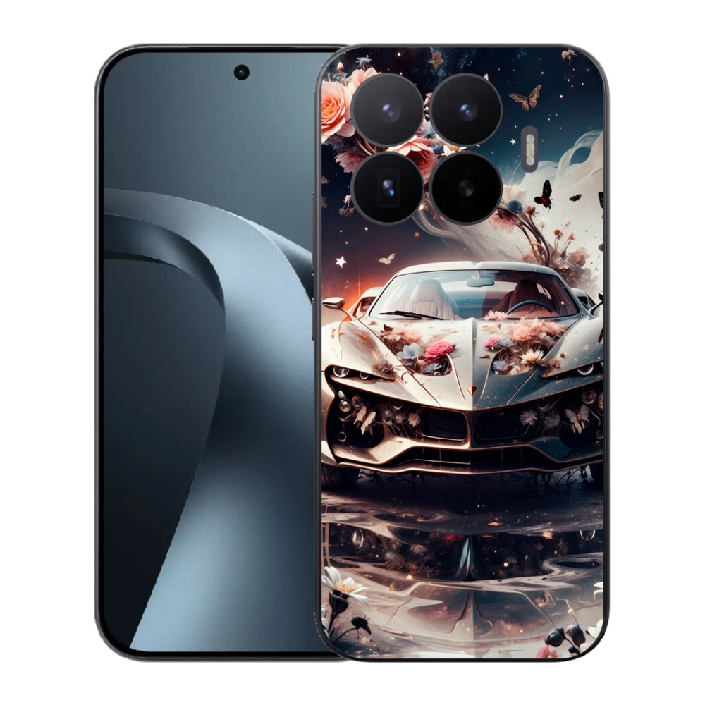 Gél borítás mmCase a Xiaomi 17T-hez - virágos sportkocsihoz