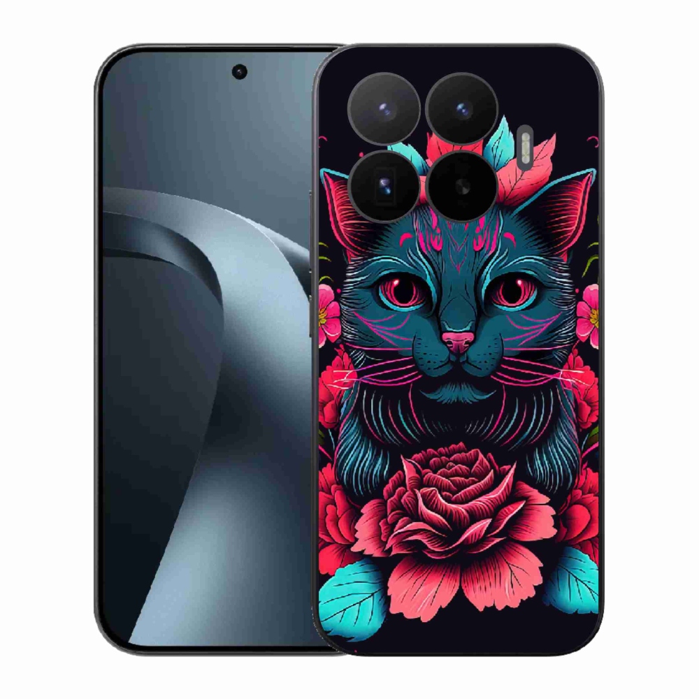 Gél borító mmCase a Xiaomi 17T-hez - virágok és macska