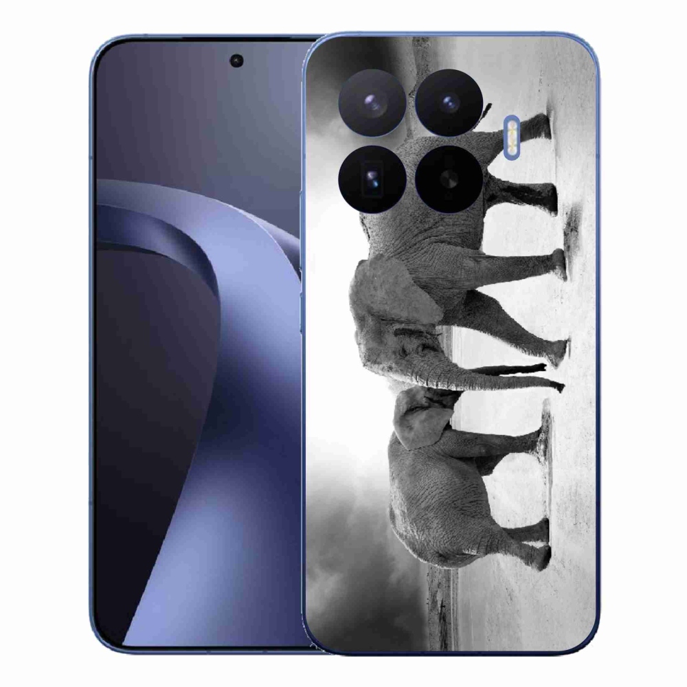 Gél borítás mmCase a Xiaomi 17T Pro számára - fekete és fehér elefántok