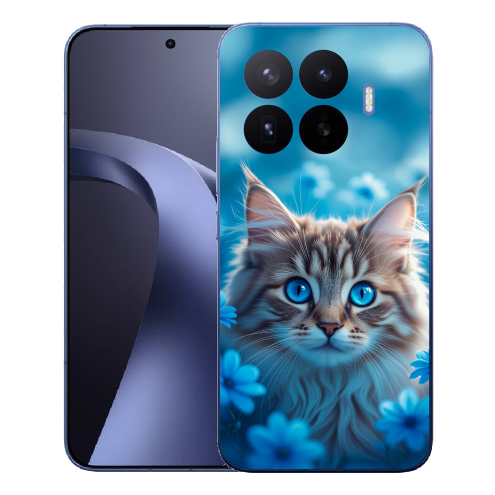Gél borítás mmCase a Xiaomi 17T Pro számára - kék virágos cica