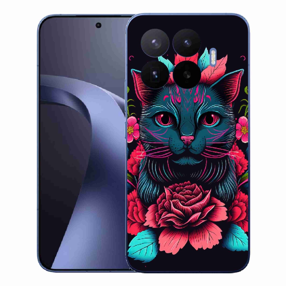 Gél borító mmCase a Xiaomi 17T Pro számára - virágok és macska