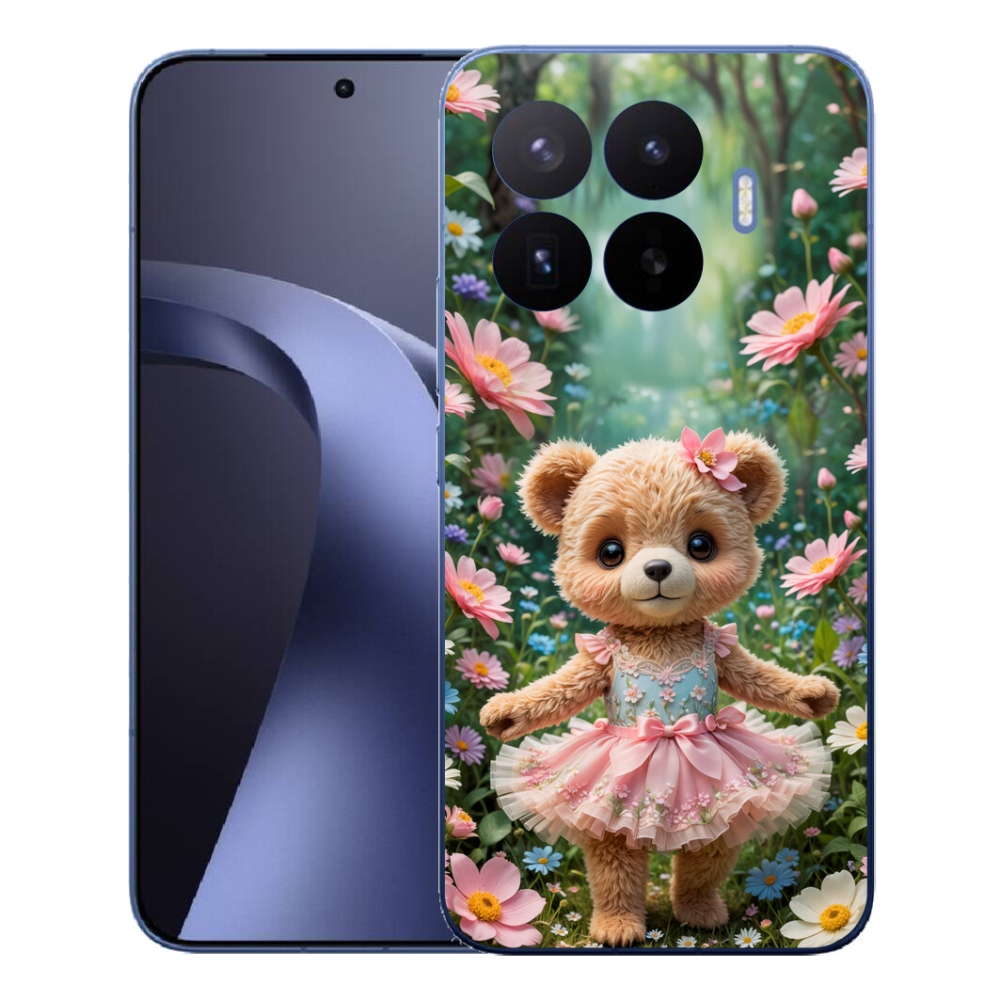 Gél borítás mmCase a Xiaomi 17T Pro számára - aranyos mackó virágokban