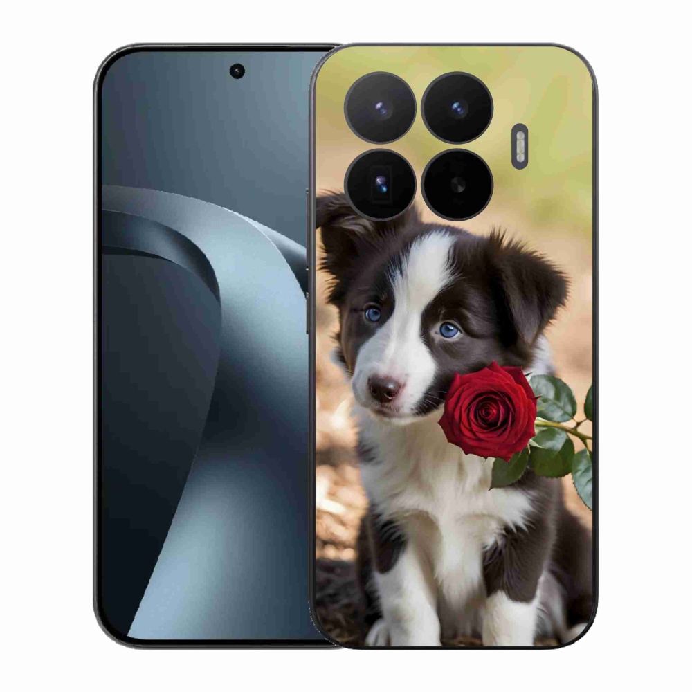 Gél borító mmCase a Xiaomi 17T-hez - aranyos border collie rózsával