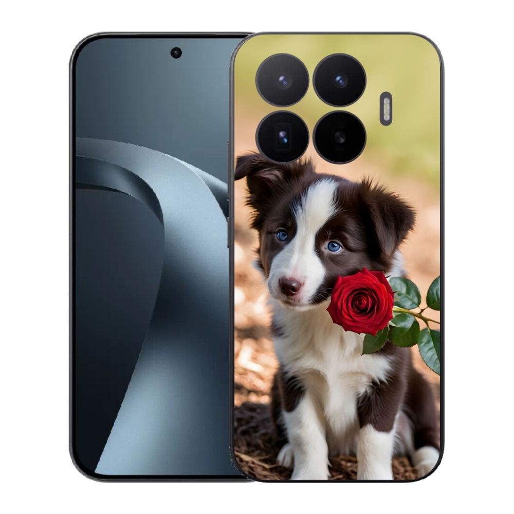 Gél borító mmCase a Xiaomi 17T-hez - aranyos border collie rózsával