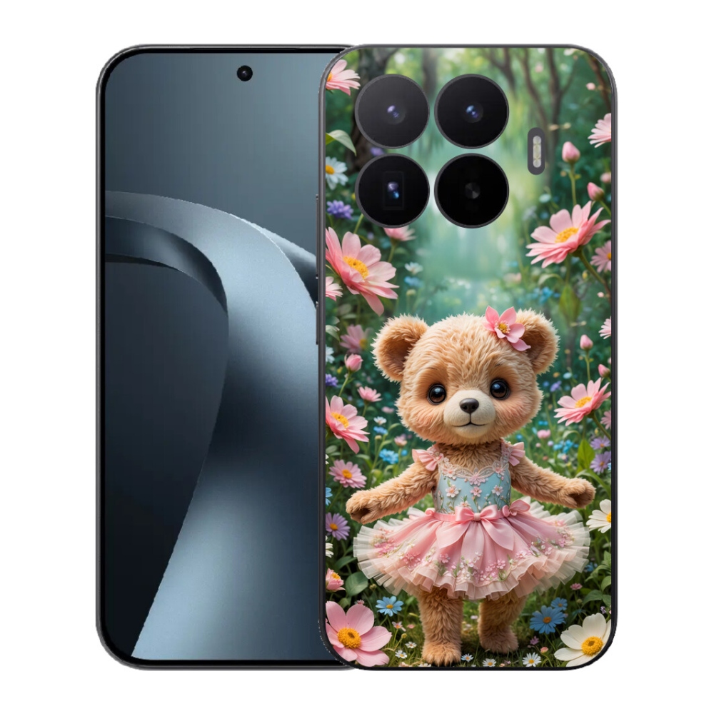 Gél borítás mmCase a Xiaomi 17T-hez - aranyos mackó virágokkal