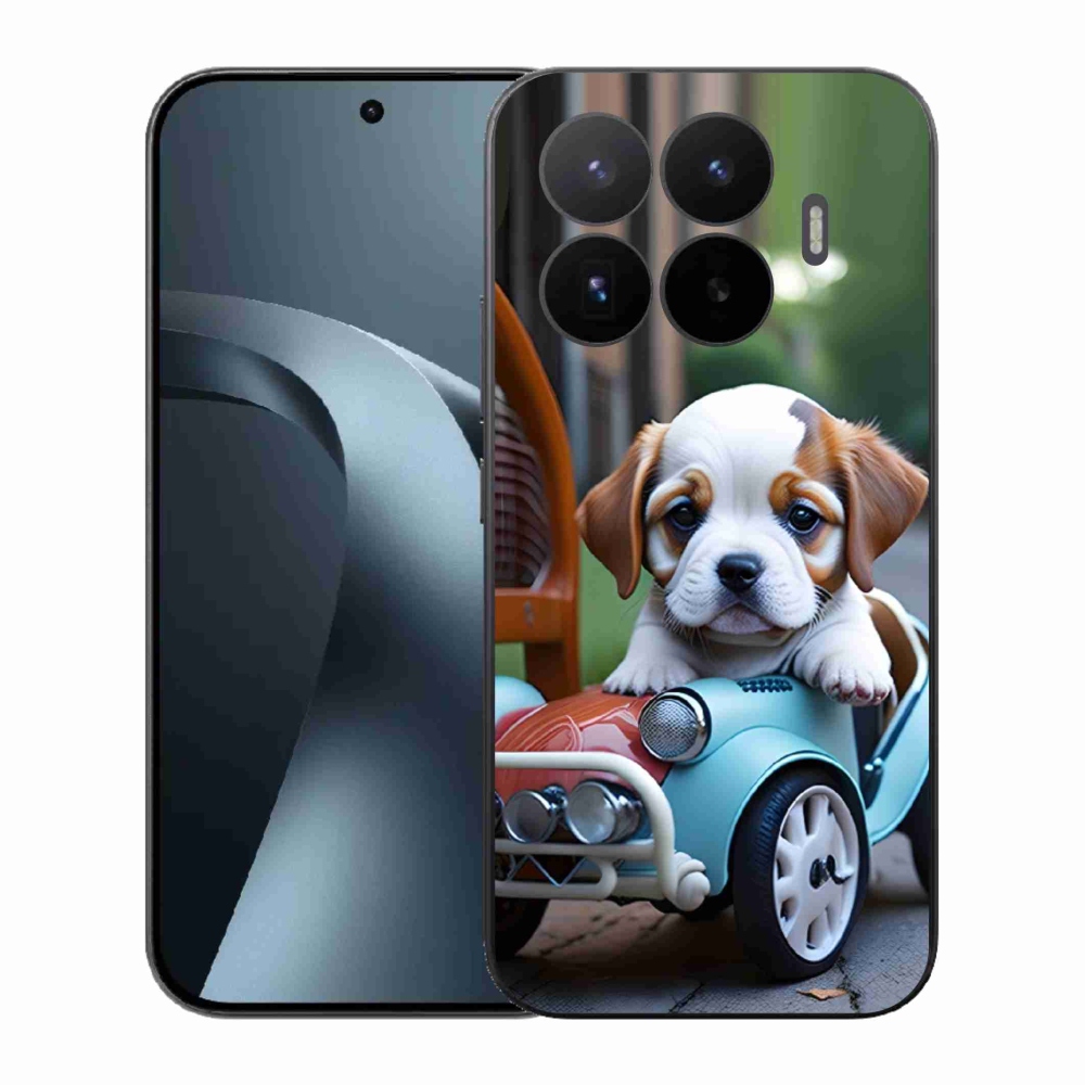 Gél borítás mmCase a Xiaomi 17T-hez - kiskutya a retro autóban