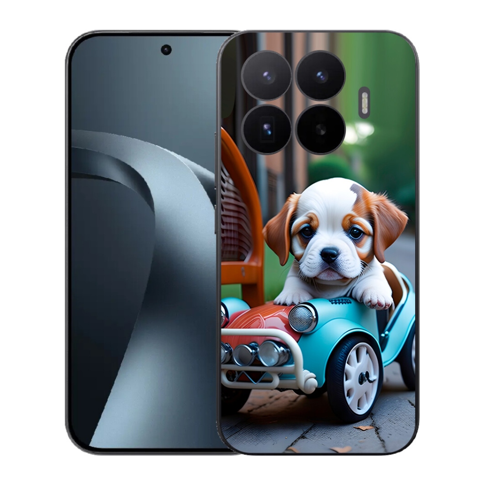 Gél borítás mmCase a Xiaomi 17T-hez - kiskutya a retro autóban
