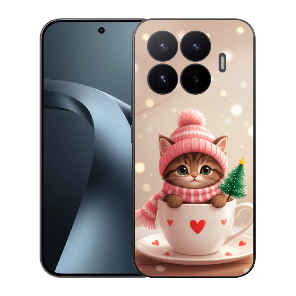 Gél borítás mmCase a Xiaomi 17T-hez - Karácsonyi cica a csészében