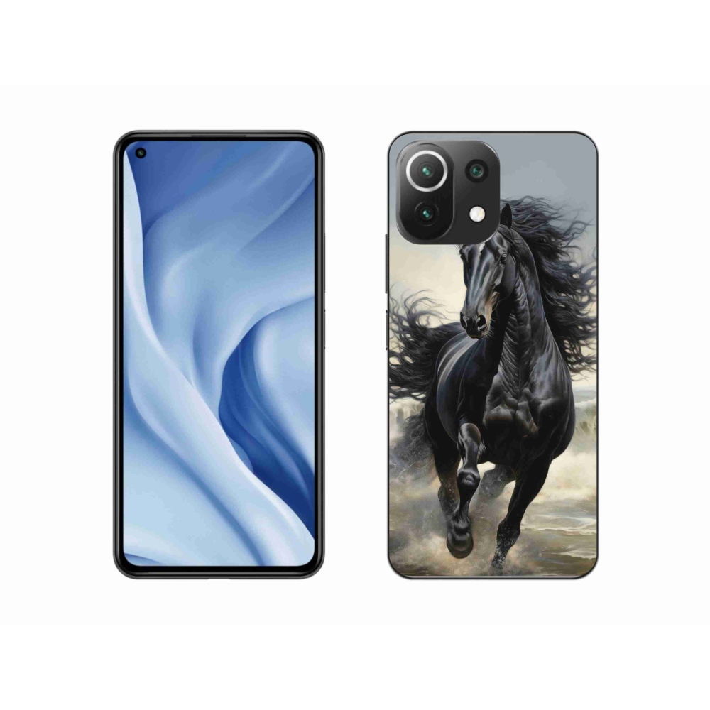 Gél borító mmCase a Xiaomi Mi 11 Lite /5G - futó fekete lóhoz
