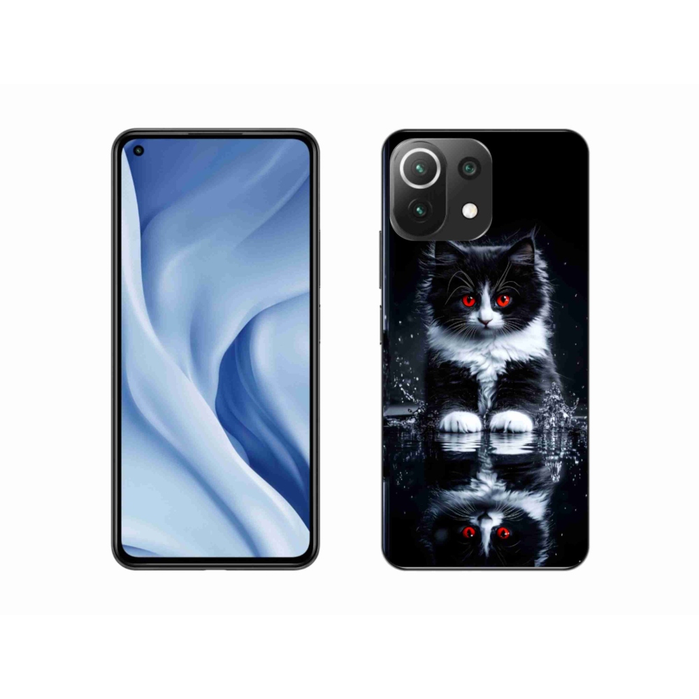 Gél borítás mmCase a Xiaomi MI 11 Lite/5G készülékhez - fekete-fehér cica