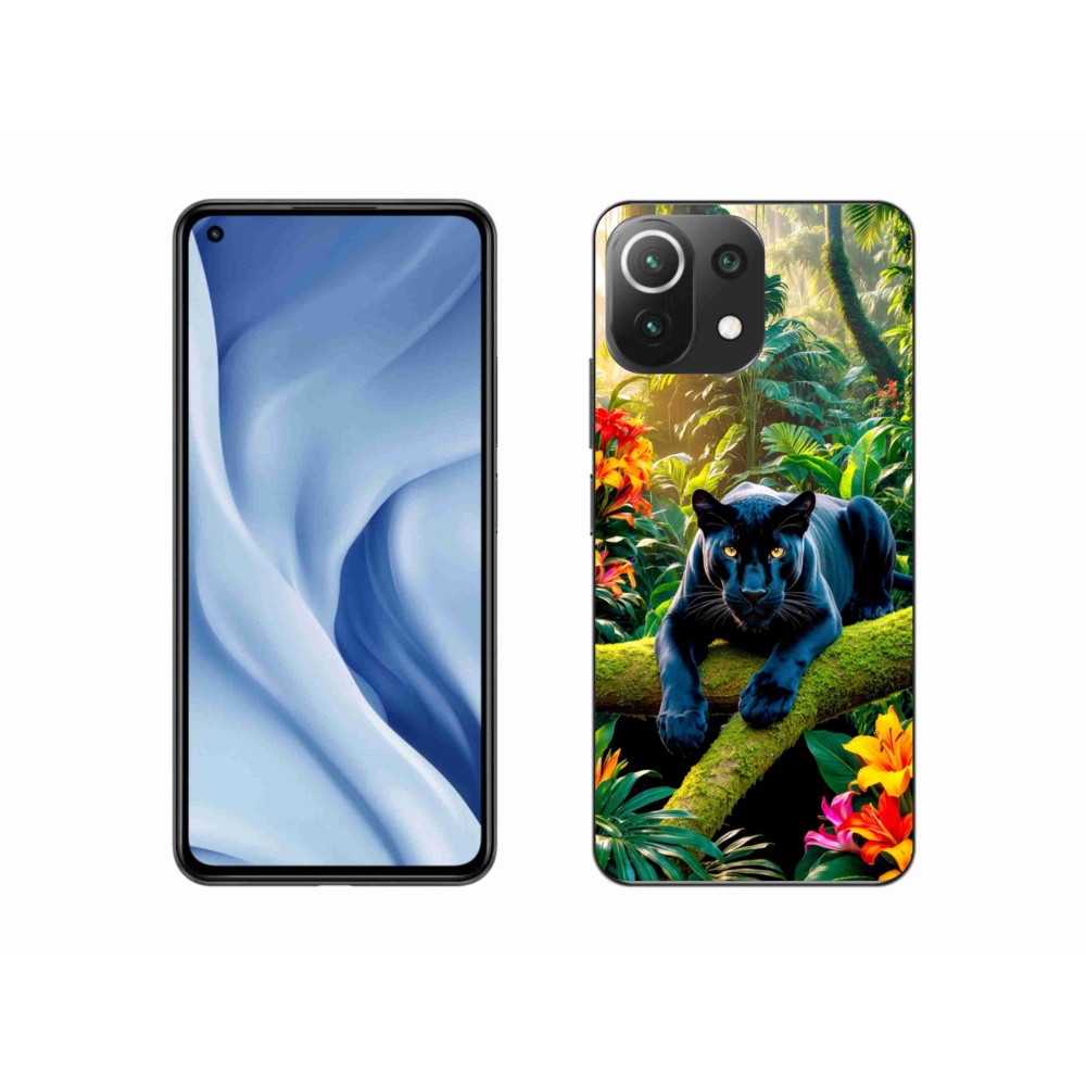 Gél borítás mmCase a Xiaomi MI 11 Lite/5G számára - fekete párduc a dzsungelben