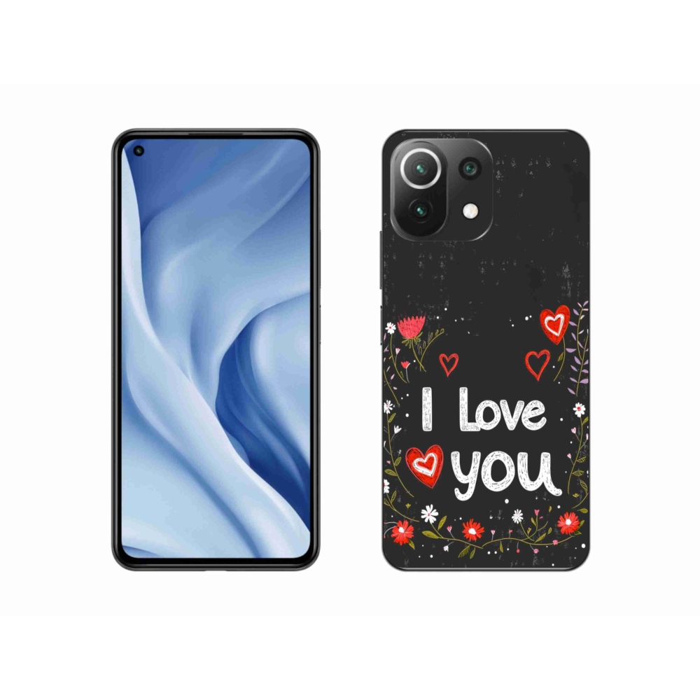 Gél borító mmCase a Xiaomi MI 11 Lite/5G készülékhez - I love you fekete háttérrel