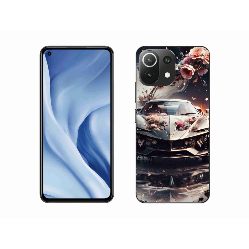 Gél borítás mmCase a Xiaomi MI 11 Lite/5G számára - virágos sportkocsi