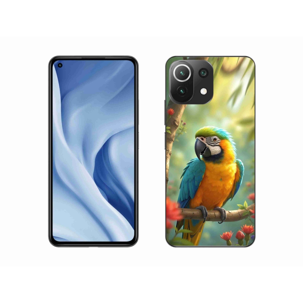 Gél borítás mmCase a Xiaomi Mi 11 Lite /5G számára - papagáj ara kék és sárga