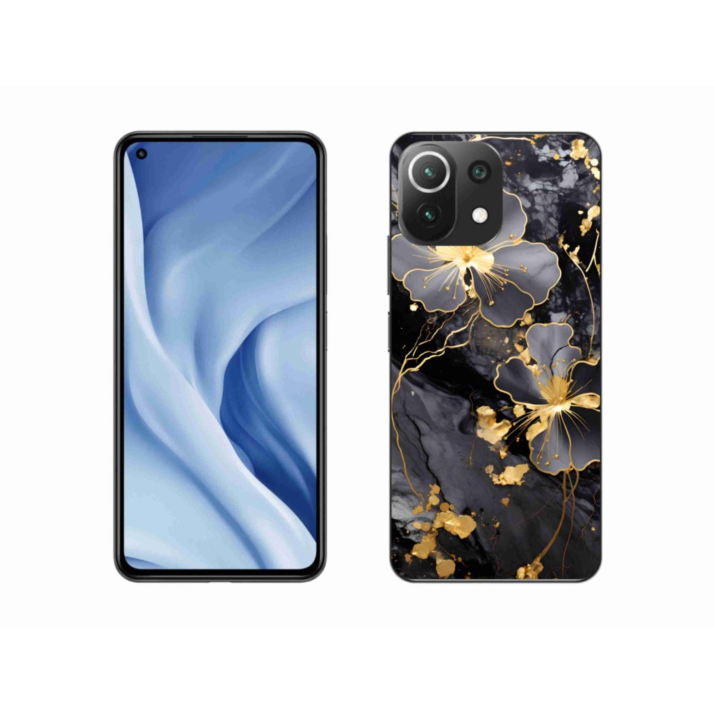 Gél borító mmCase a Xiaomi MI 11 Lite/5G számára - arany virágok