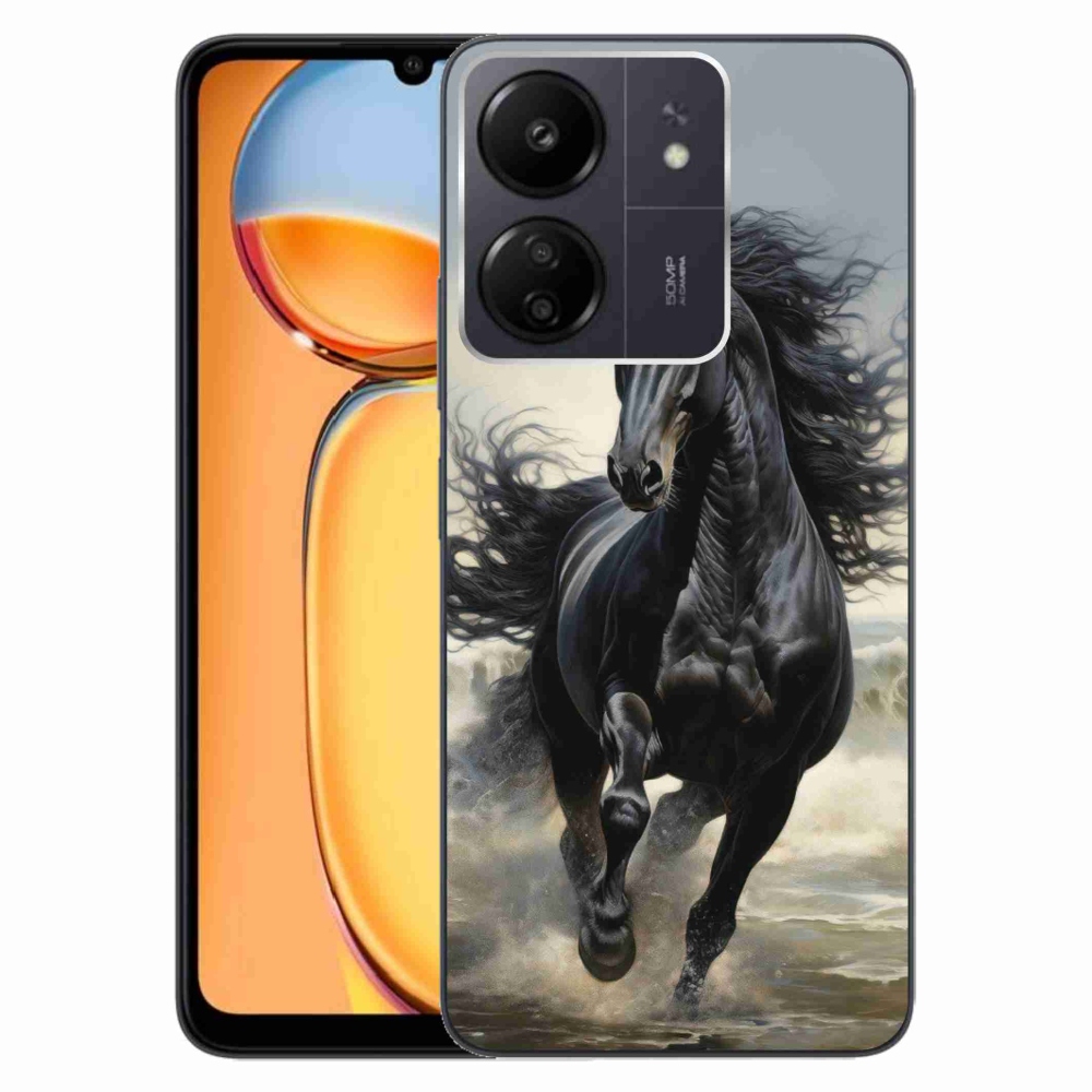 Gél borítás mmCase a Xiaomi Poco C65/Redmi 13C - futó fekete lóhoz