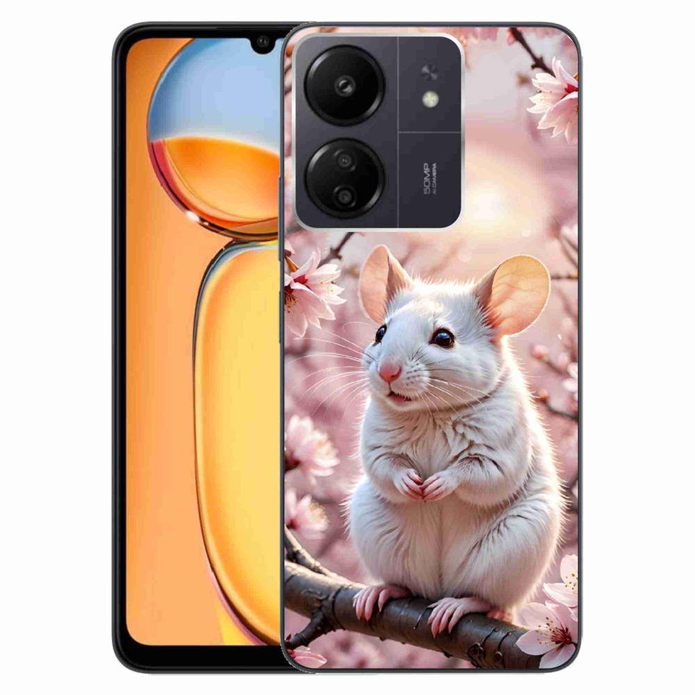 Gél borítás mmCase a Xiaomi Poco C65/Redmi 13C-hez - fehér egér az ágon