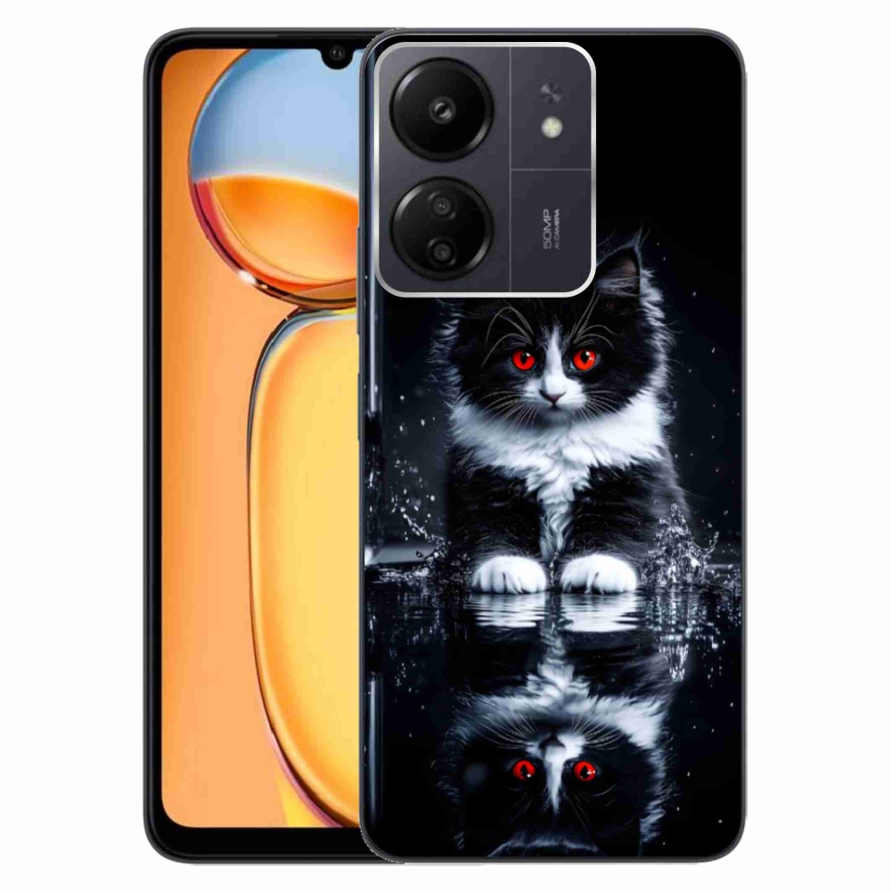 Gél borítás mmCase a Xiaomi Poco C65/Redmi 13C számára - fekete-fehér cica