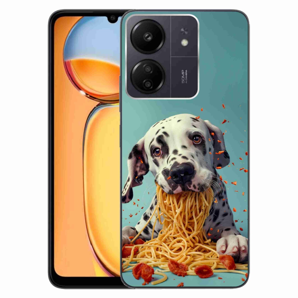 Gél borítás mmCase a Xiaomi Poco C65/Redmi 13C számára - Dalmát és spagetti