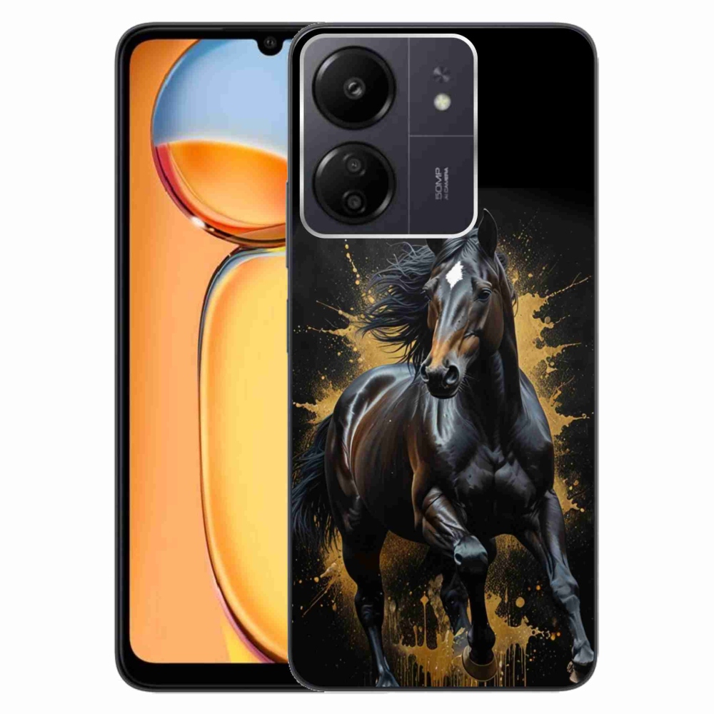Gél borítás mmCase a Xiaomi Poco C65/Redmi 13C számára - elegáns fekete ménes