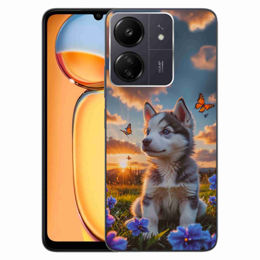 Gél borítás mmCase a Xiaomi Poco C65/Redmi 13C számára - husky a naplementében
