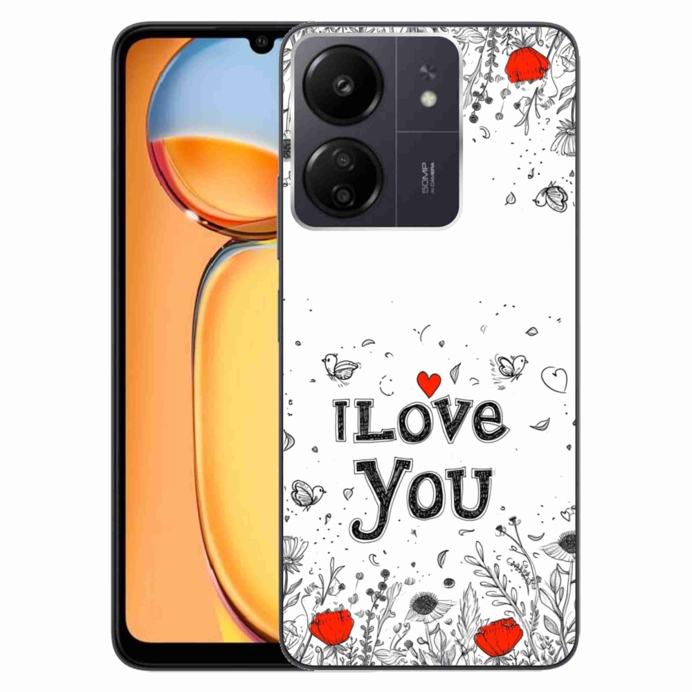 Gél borító mmCase a Xiaomi Poco C65/Redmi 13C - I love you fehér háttérrel