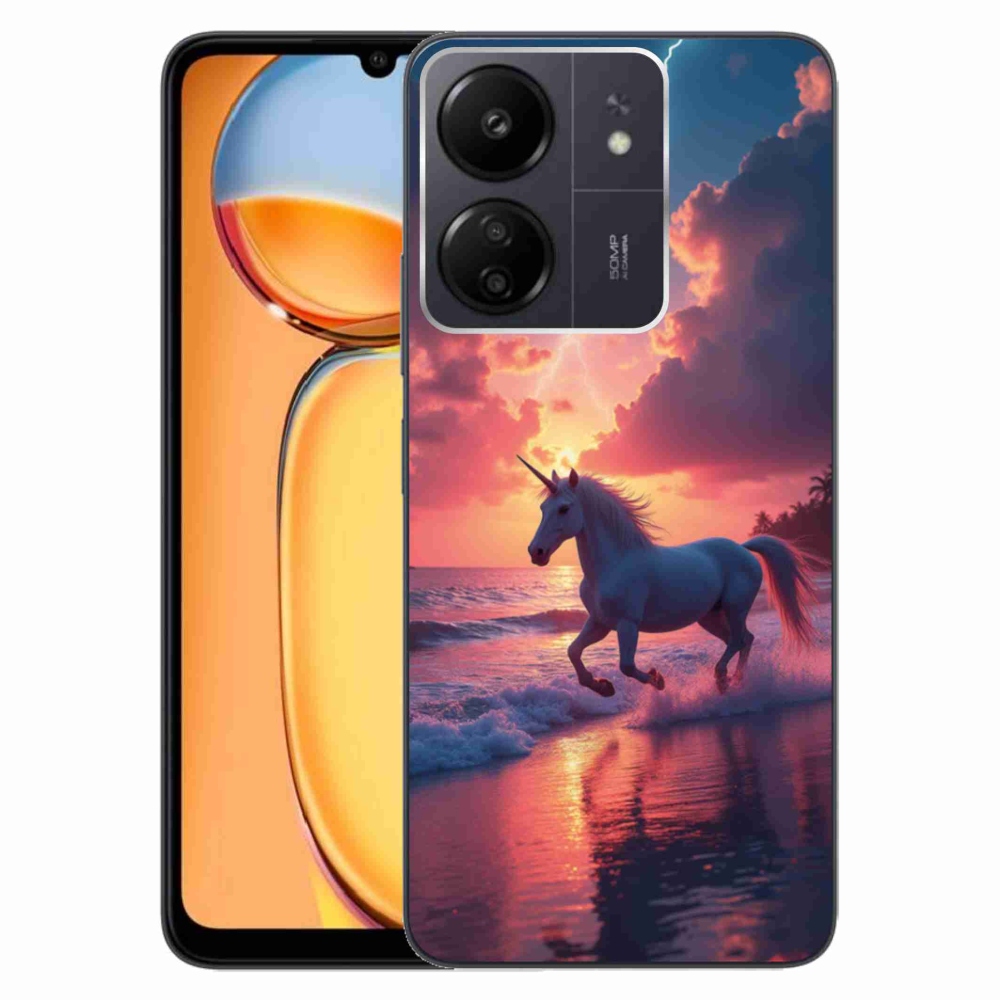 Gél borítás mmCase a Xiaomi Poco C65/Redmi 13C számára - egyszarvú a tengerparton