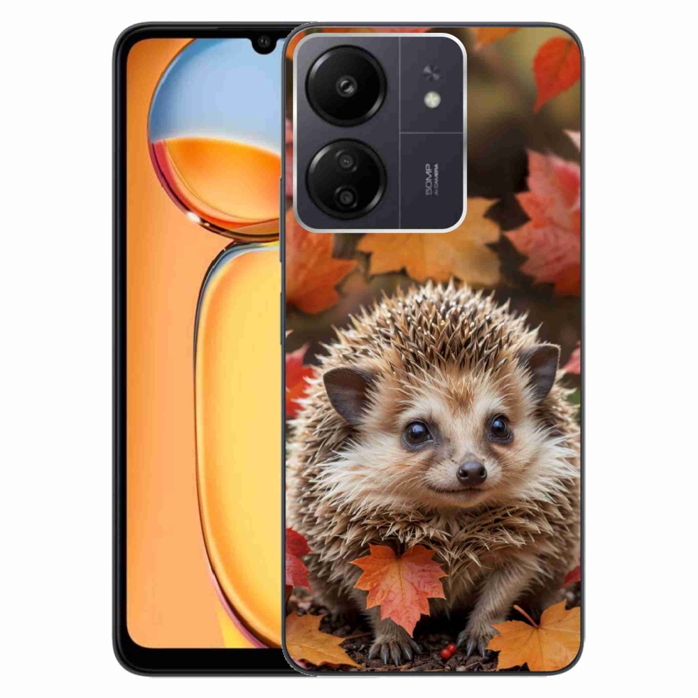 Gél borító mmCase a Xiaomi Poco C65/Redmi 13C-hez - sün a levelekben
