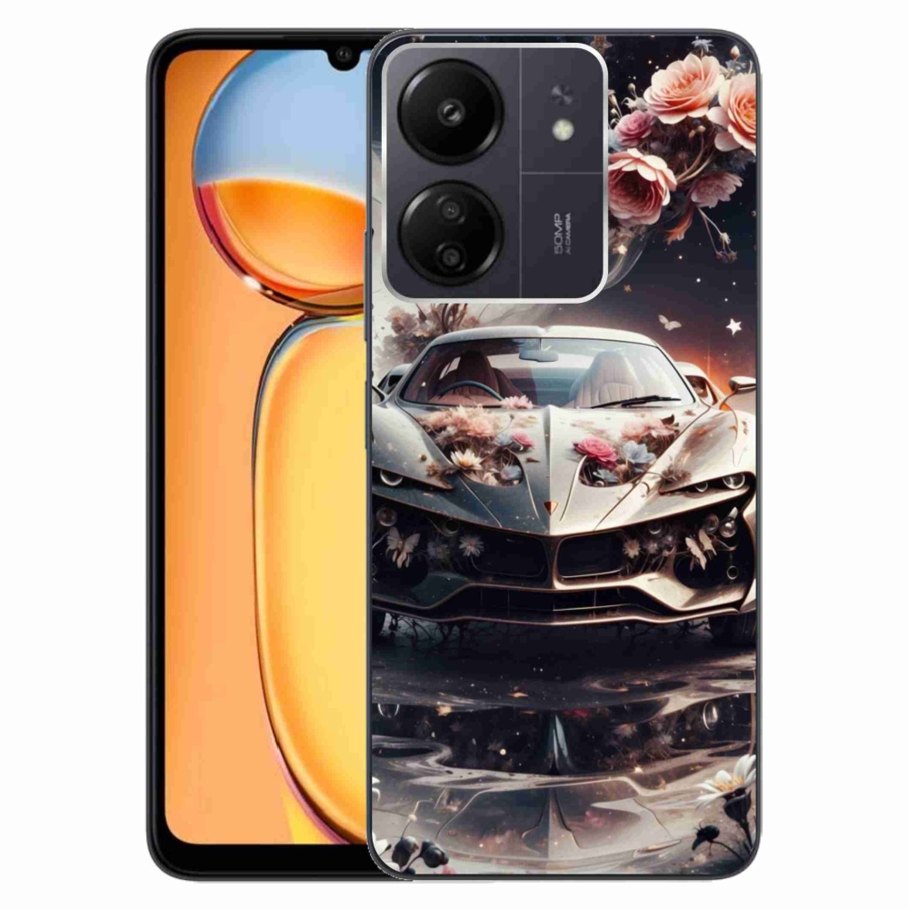 Gél borítás mmCase a Xiaomi Poco C65/Redmi 13C - virágos sportkocsihoz
