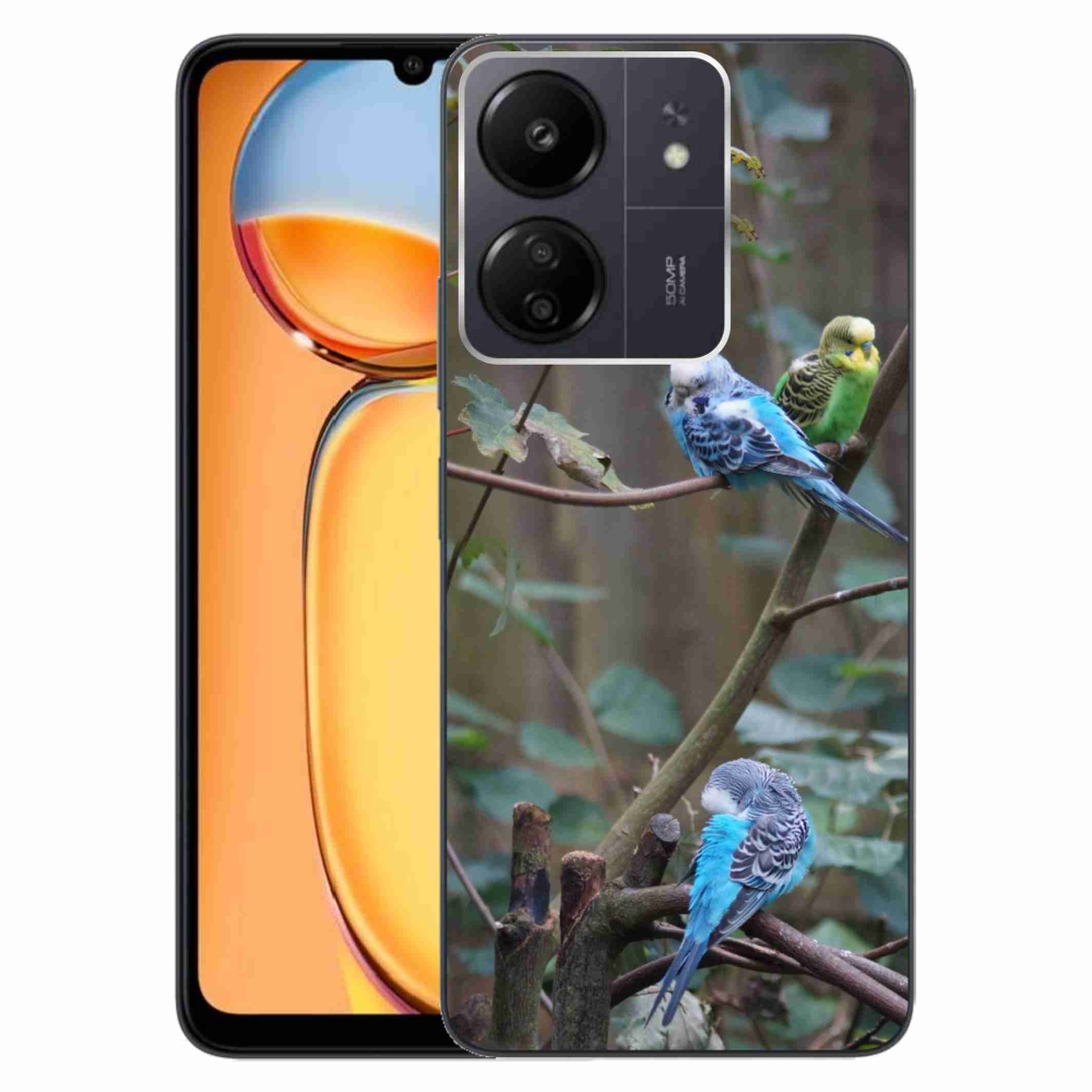 Gél borítás mmCase a Xiaomi Poco C65/Redmi 13C számára - papagájok az ágon