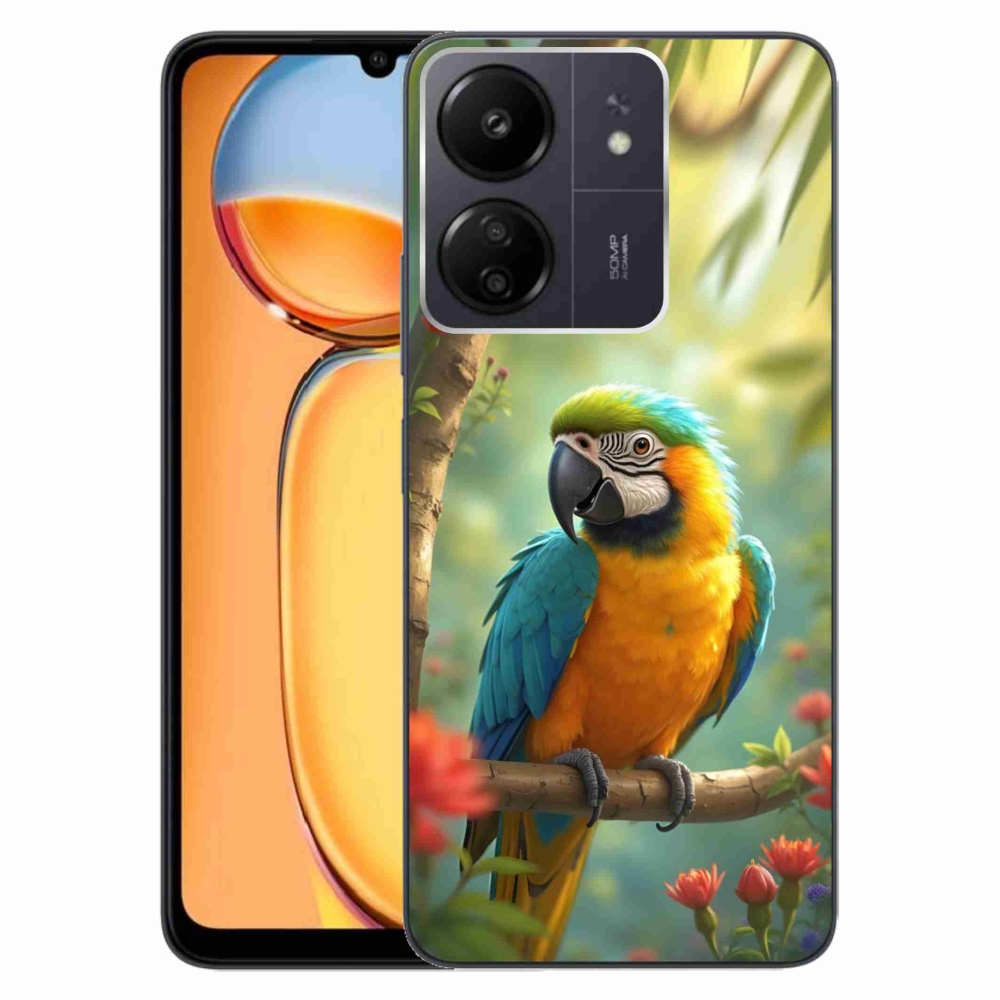 Gél borítás mmCase a Xiaomi Poco C65/Redmi 13C készülékhez - papagáj ara kék és sárga