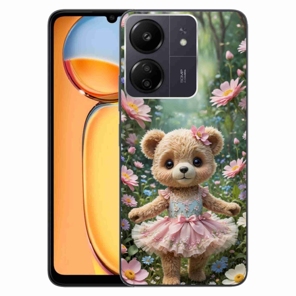 Gél borítás mmCase a Xiaomi Poco C65/Redmi 13C-hez - aranyos virágos mackó virágokban