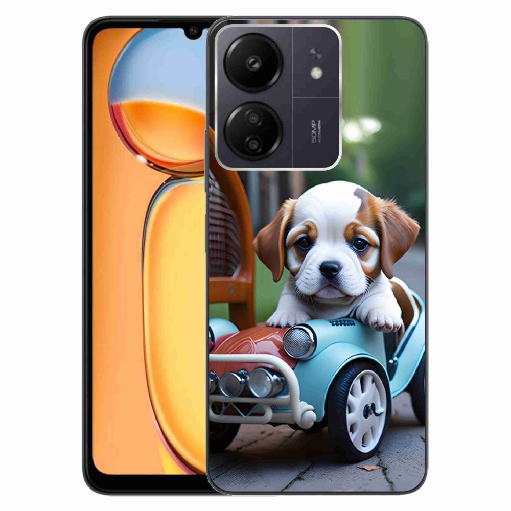 Gél borítás mmCase a Xiaomi Poco C65/Redmi 13C - kiskutya retro autóban
