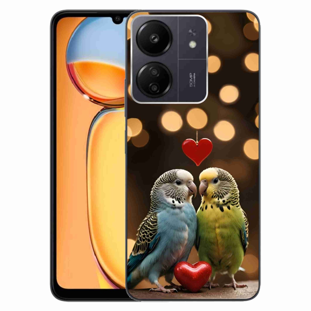 Gél borítás mmCase a Xiaomi Poco C65/Redmi 13C számára - szerelmes papagájok