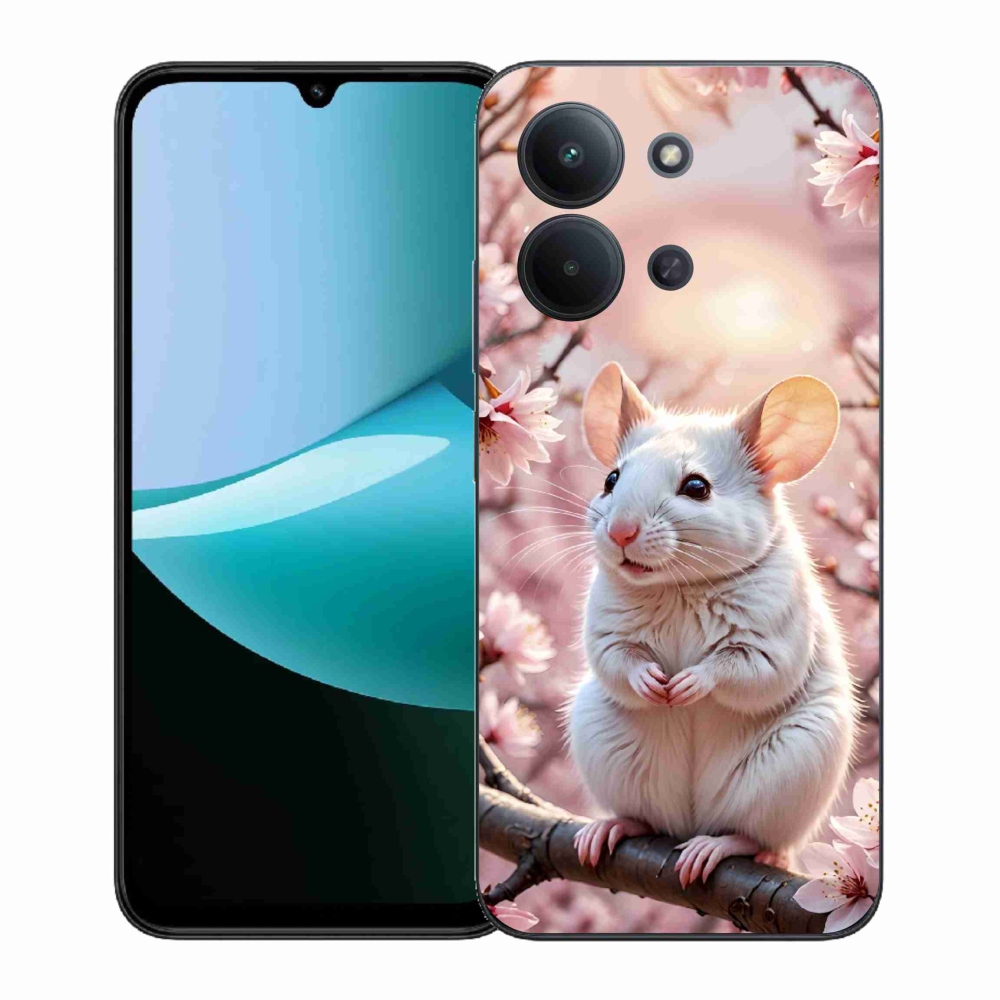 Gél borítás mmCase a Xiaomi Poco C85 (171mm)/Redmi 15C (171mm) - fehér egér az ágon