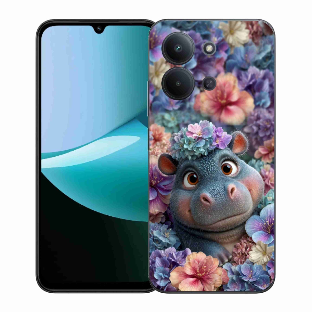 Gél borítás mmCase a Xiaomi Poco C85 (171mm)/Redmi 15C (171mm) - víziló virágokkal