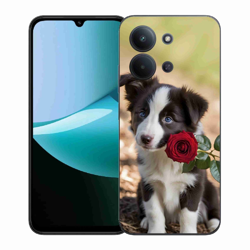 Gél borítás mmCase a Xiaomi Poco C85 (171mm)/Redmi 15C (171mm) - aranyos border collie rózsával