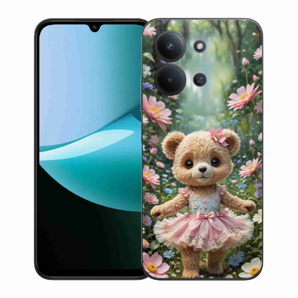 Gél borítás mmCase a Xiaomi Poco C85 (171mm)/Redmi 15C (171mm) - aranyos mackó virágokkal