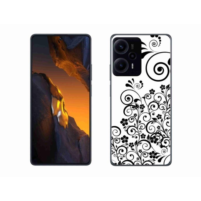 Gél borítás mmCase a Xiaomi Poco F5 készülékhez - fekete és fehér virágminták