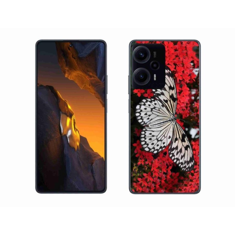 Gél borítás mmCase a Xiaomi Poco F5-hez - fekete és fehér pillangó 1