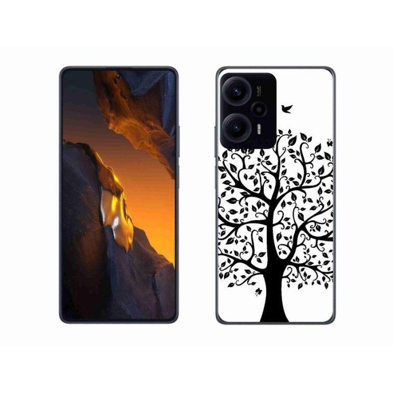 Gél borítás mmCase a Xiaomi Poco F5-hez - fekete és fehér fa