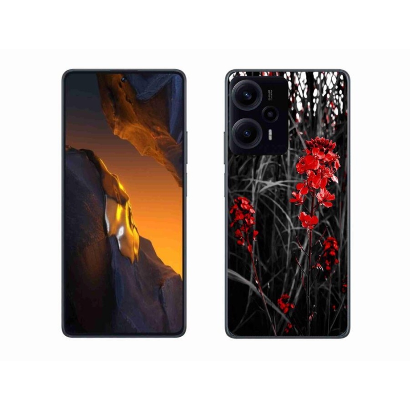 Gél borító mmCase a Xiaomi Poco F5-hez - piros növény