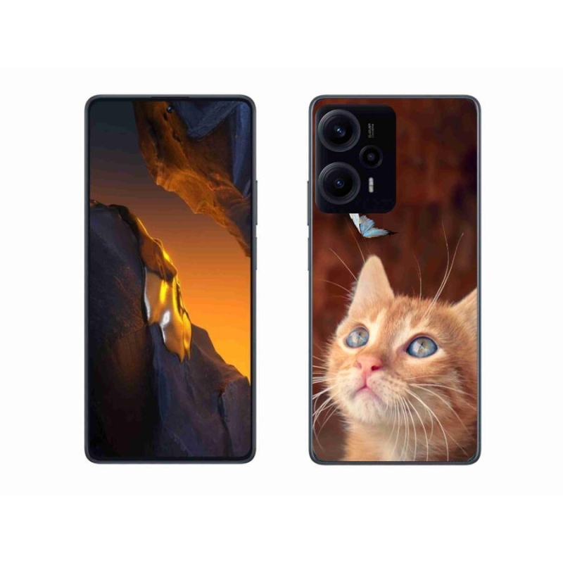 Gél borító mmCase a Xiaomi Poco F5-hez - pillangó és cica