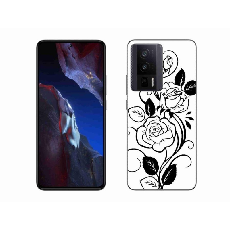 Gél borítás mmCase a Xiaomi Poco F5 Pro számára - fekete és fehér rózsa