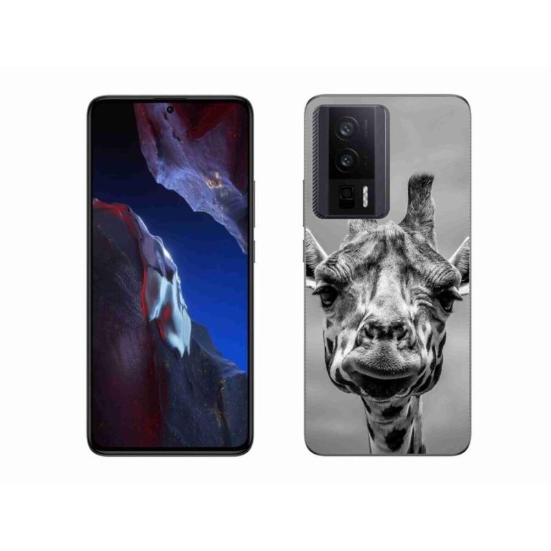 Gél borítás mmCase a Xiaomi Poco F5 Pro számára - fekete-fehér zsiráf