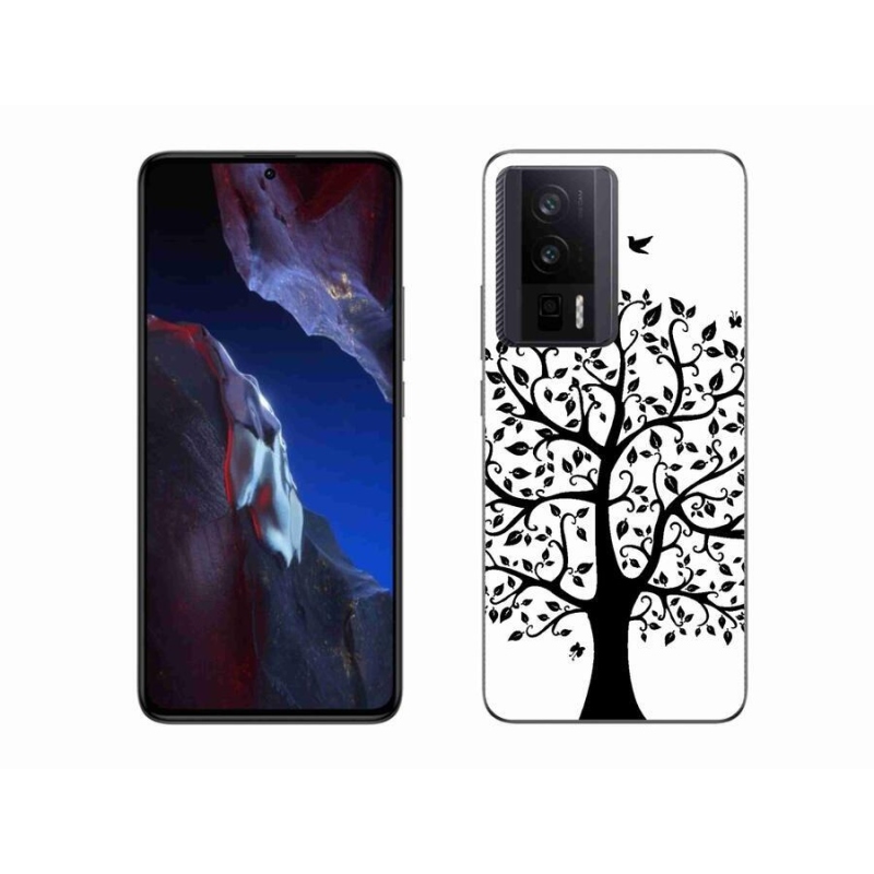 Gél borítás mmCase a Xiaomi Poco F5 Pro számára - fekete és fehér fa