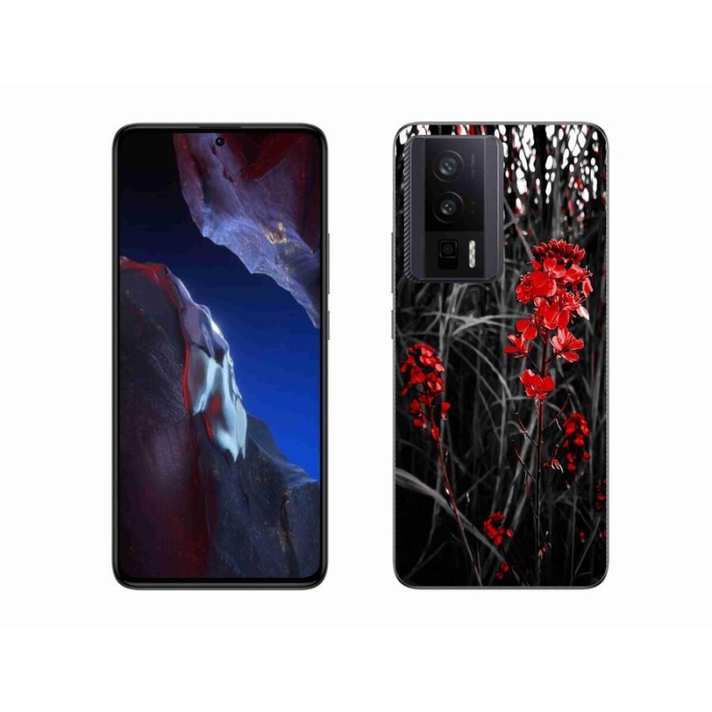 Gél borítás mmCase a Xiaomi Poco F5 Pro számára - piros növény