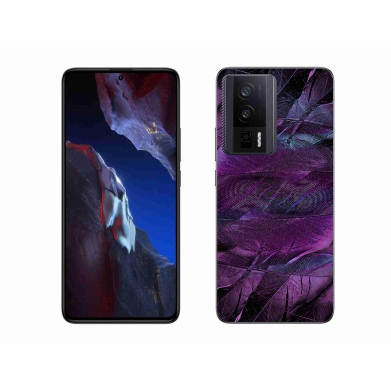 Gél borítás mmCase a Xiaomi Poco F5 Pro számára - lila tollak