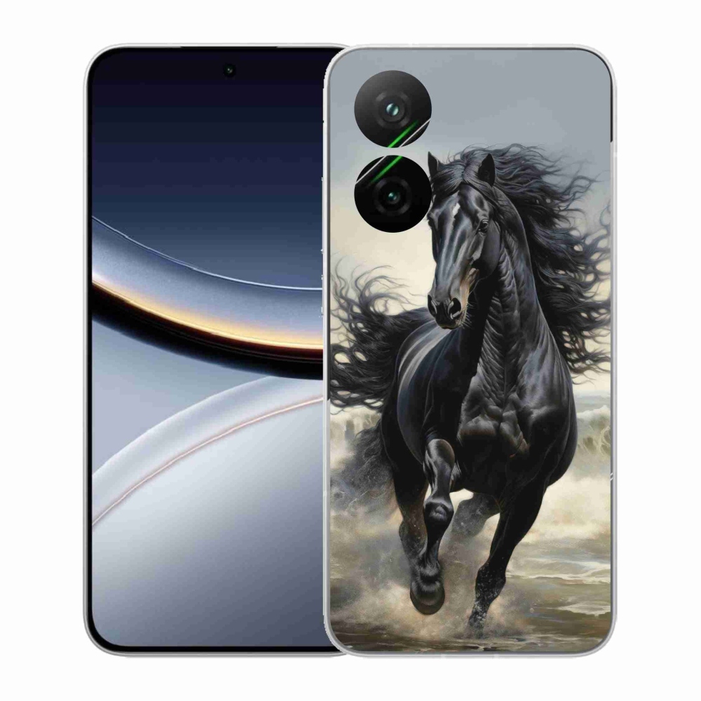 Gél borítás mmCase a Xiaomi Poco F7 5G-hez - futó fekete ló