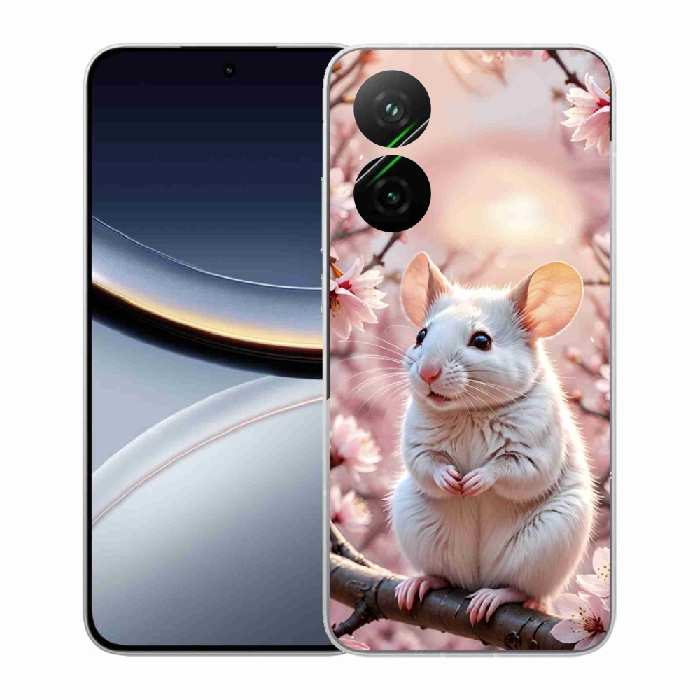 Gél borító mmCase a Xiaomi Poco F7 5G-hez - fehér egér az ágon